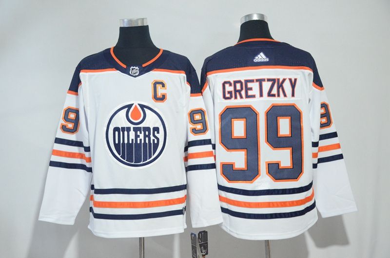 Men Edmonton Oilers #99 Wayne Gretzky White Adidas Hockey Stitched NHL Jerseys